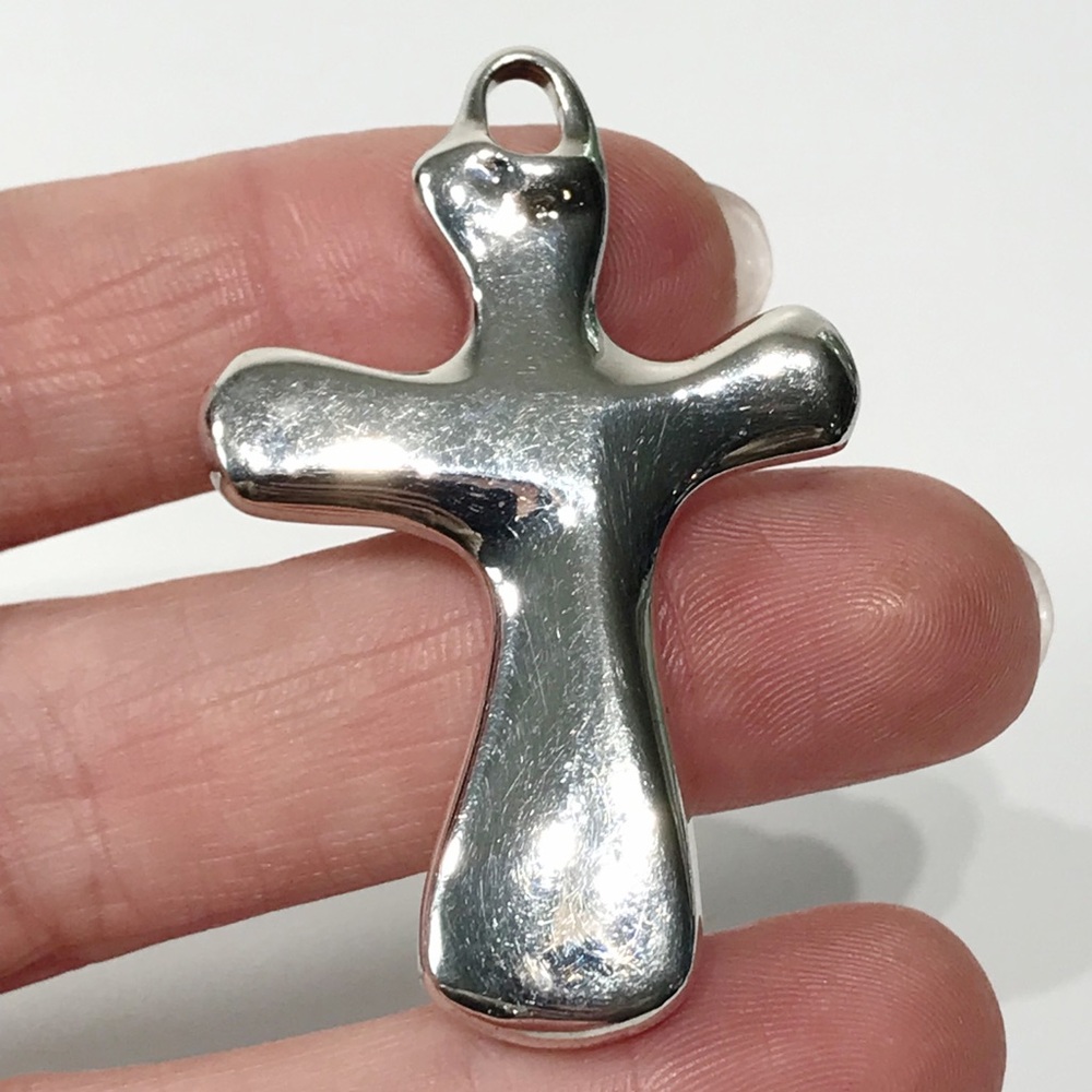 VTG 925 Sterling Silver Robert Lee Morris RLM Religious Cross Pendant Abstract